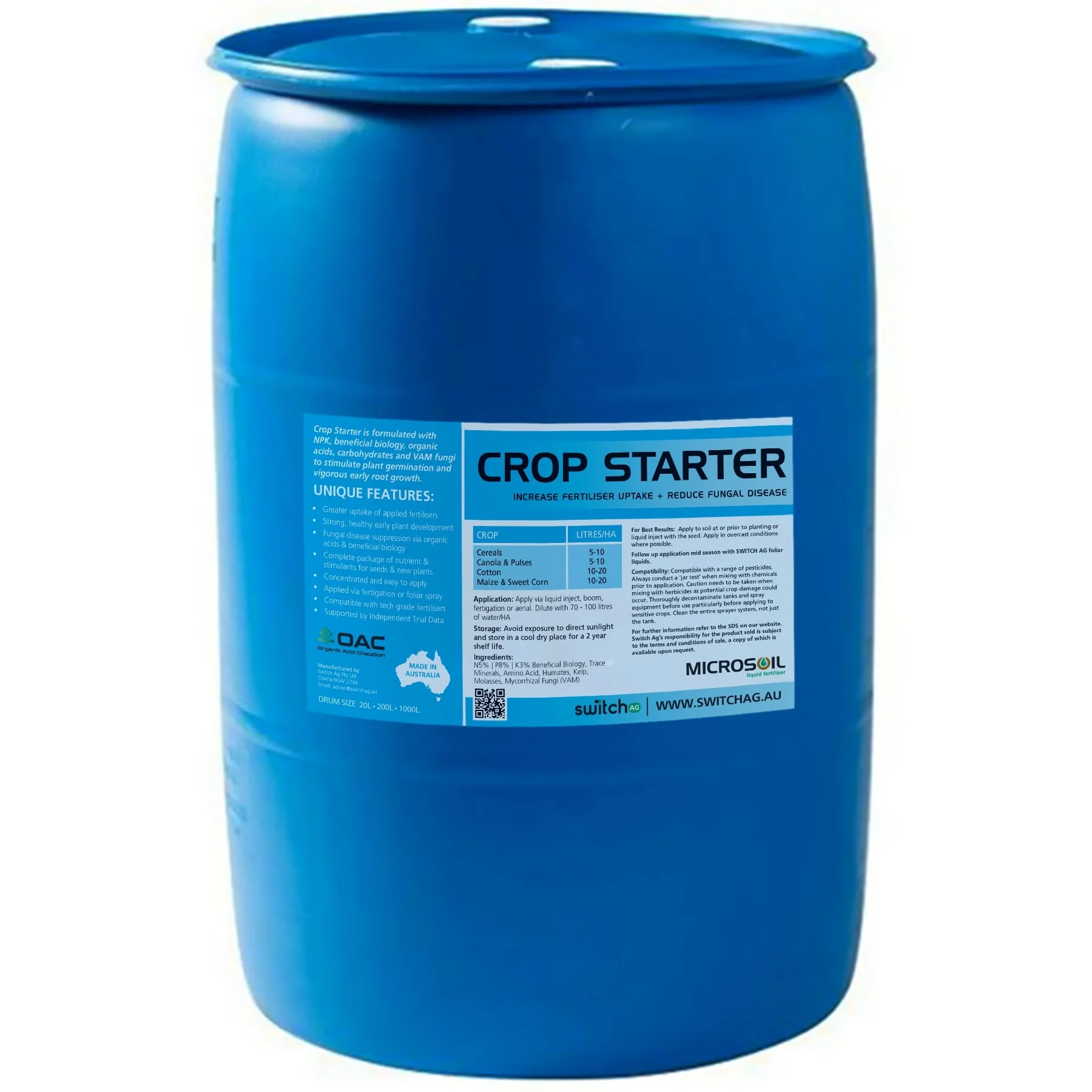 Crop Starter 200L Drum - Switch ag